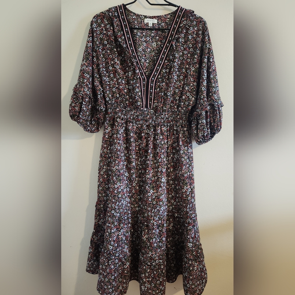 Max Studio Black and Red Puff Sleeve Sundress